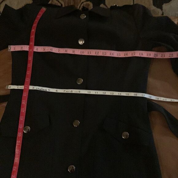 Worthington Works Stretch Separates Size 8 Silver Button Front Black Trench Coat - Picture 13 of 15